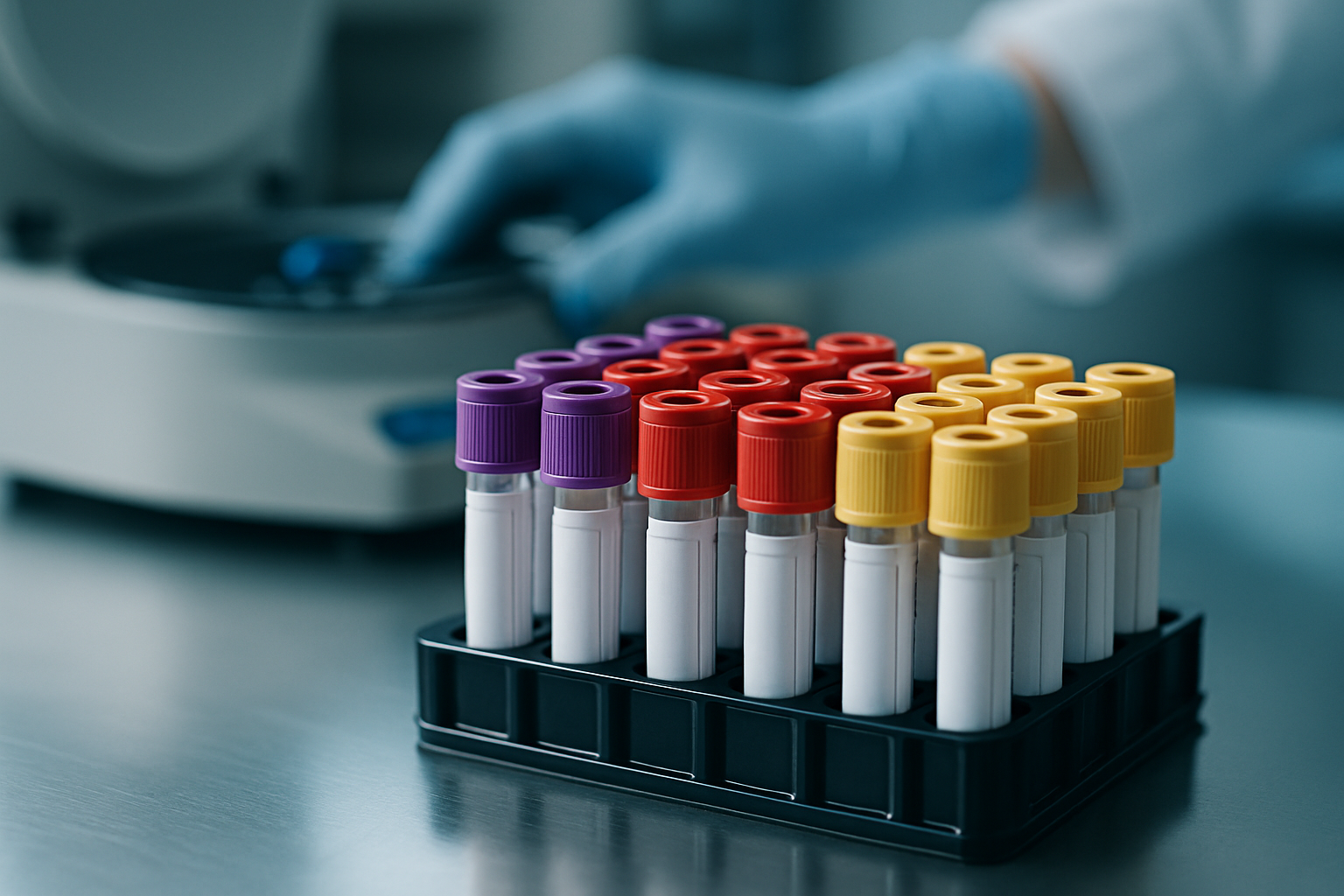 Blood test tubes for hormonal panel in laboratory