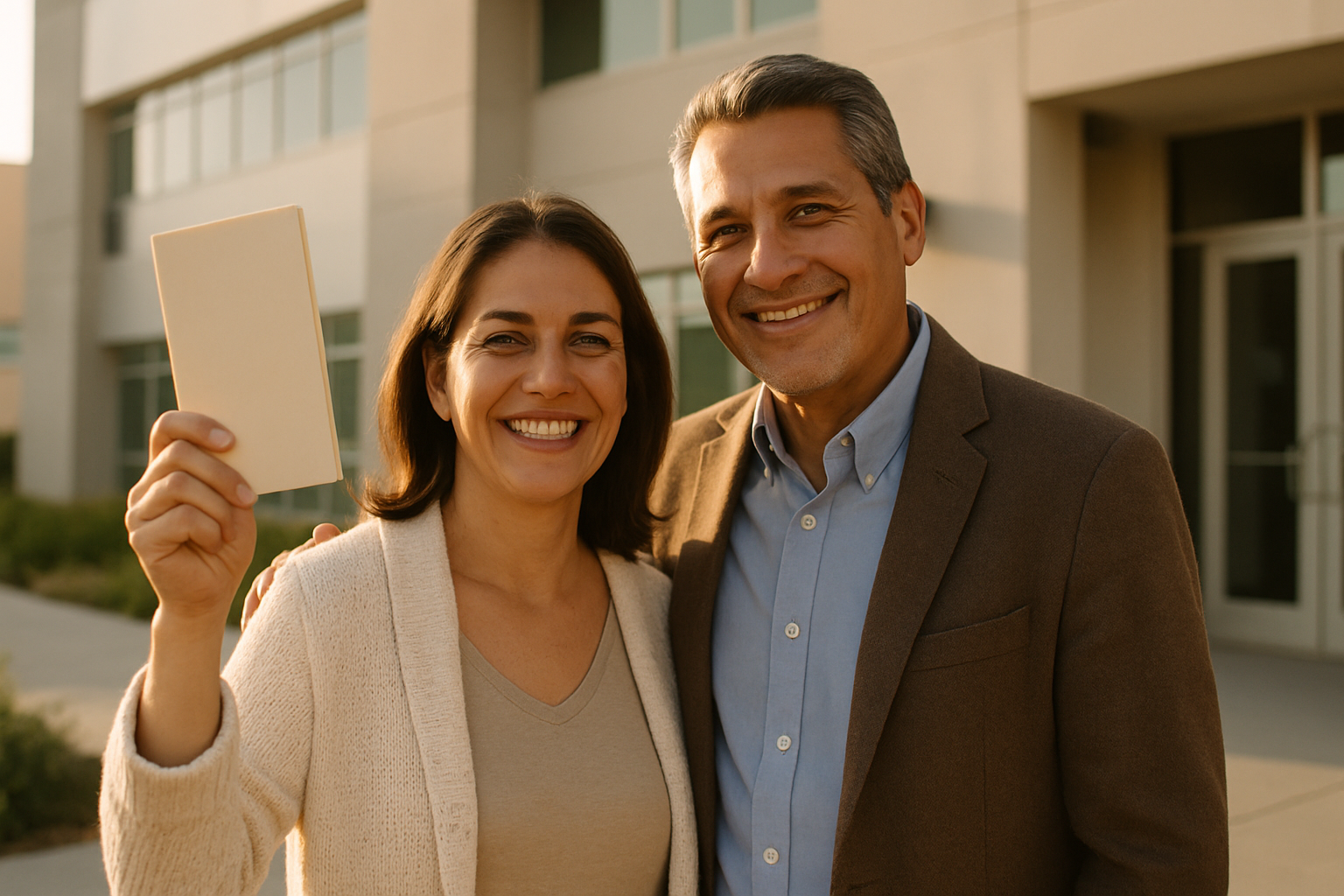 Happy revitalized couple holding medical prescription