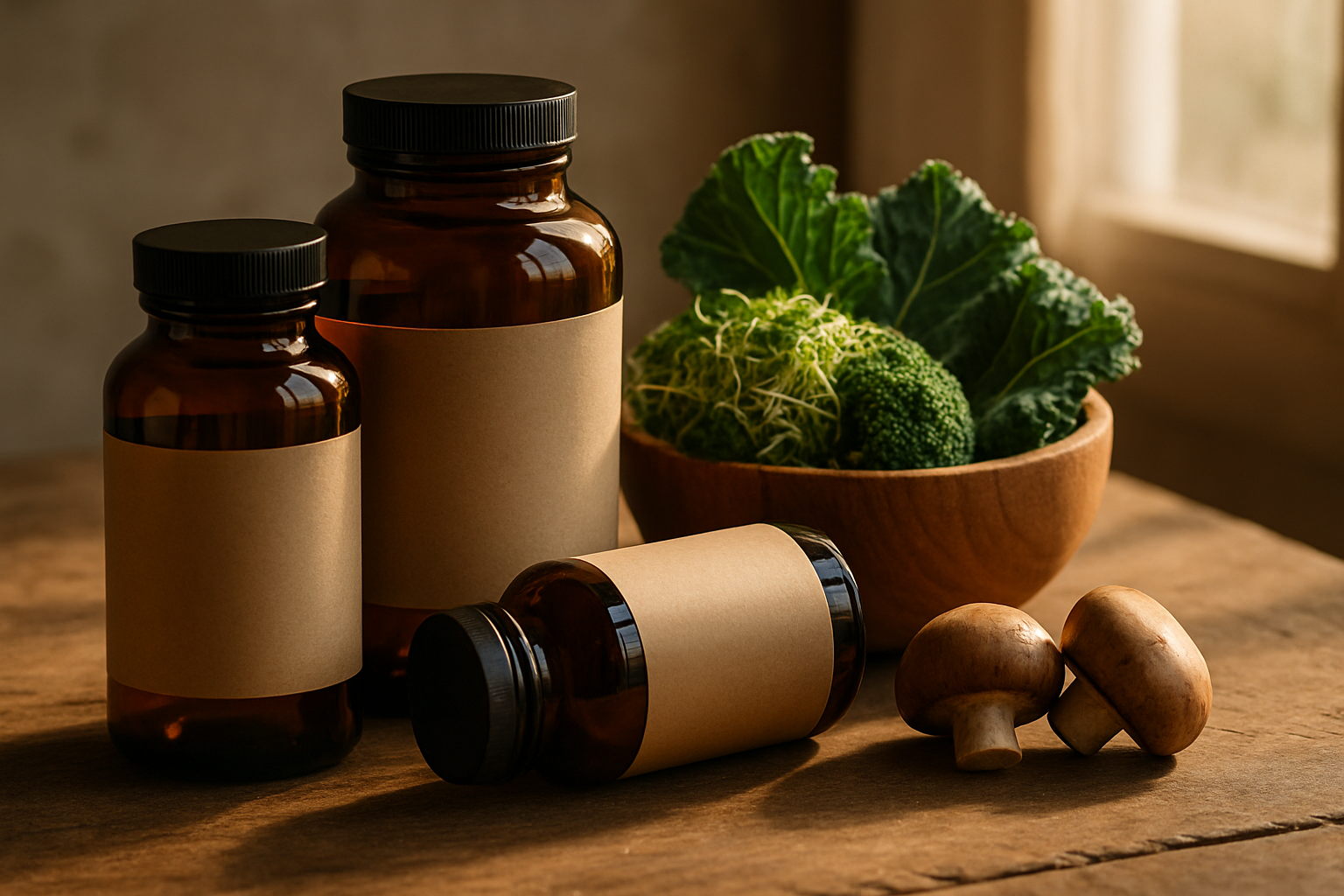 Frascos de suplementos naturais inibidores de aromatase