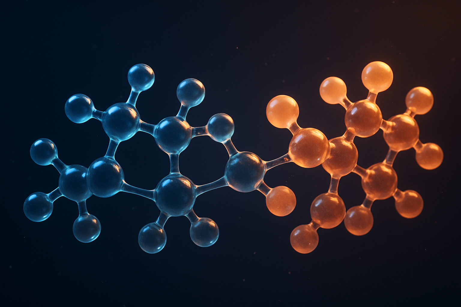Visualização científica 3D de moléculas de hormônio estradiol e progesterona
