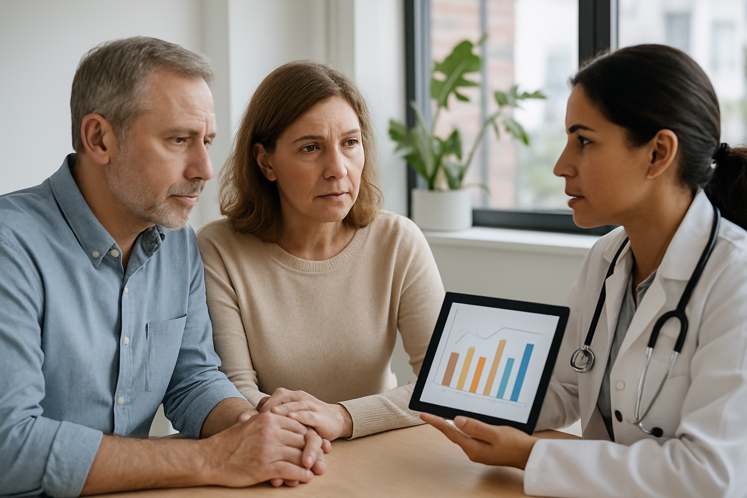 Couple in their 50s in joint medical consultation with endocrinologist