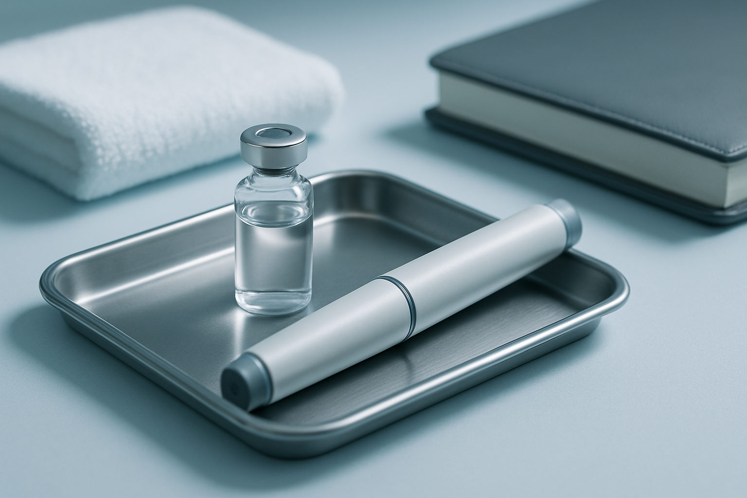 Close-up of injectable hormone therapy consultation